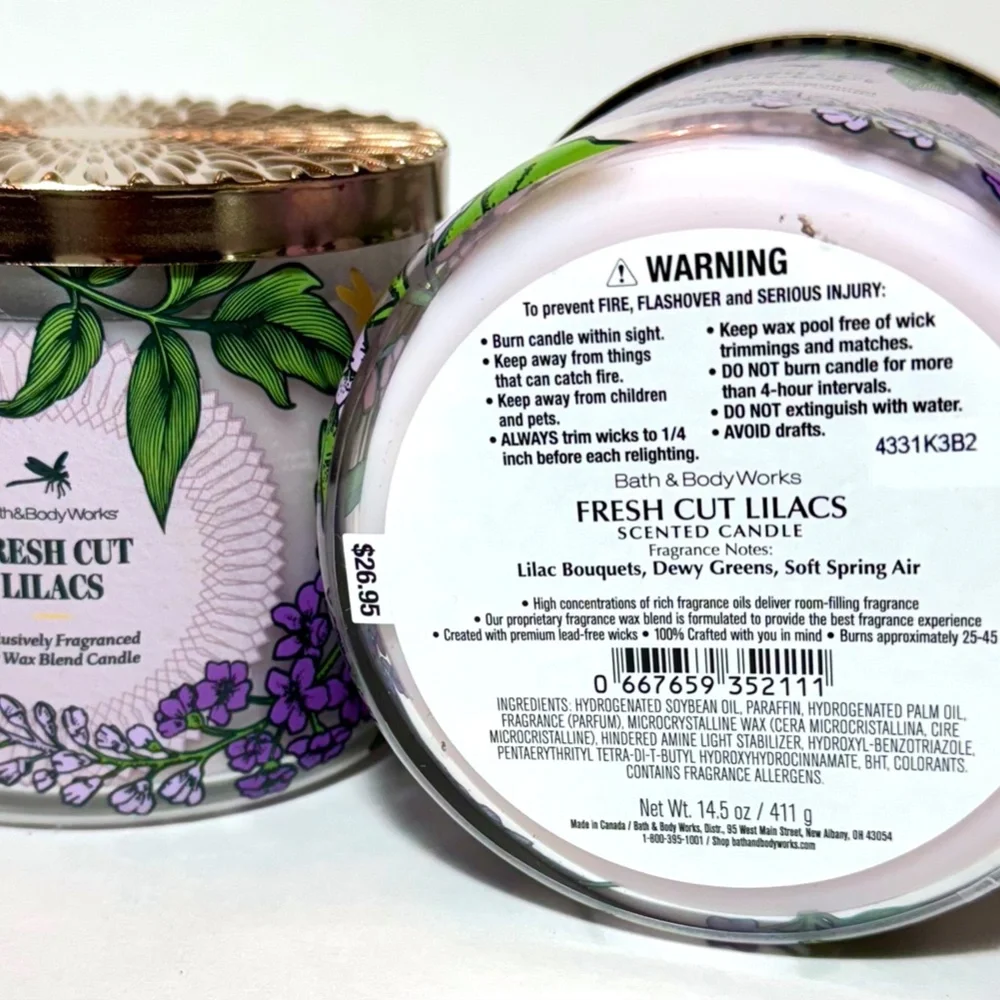 FRESH CUT LILACS 3 Wick Candle